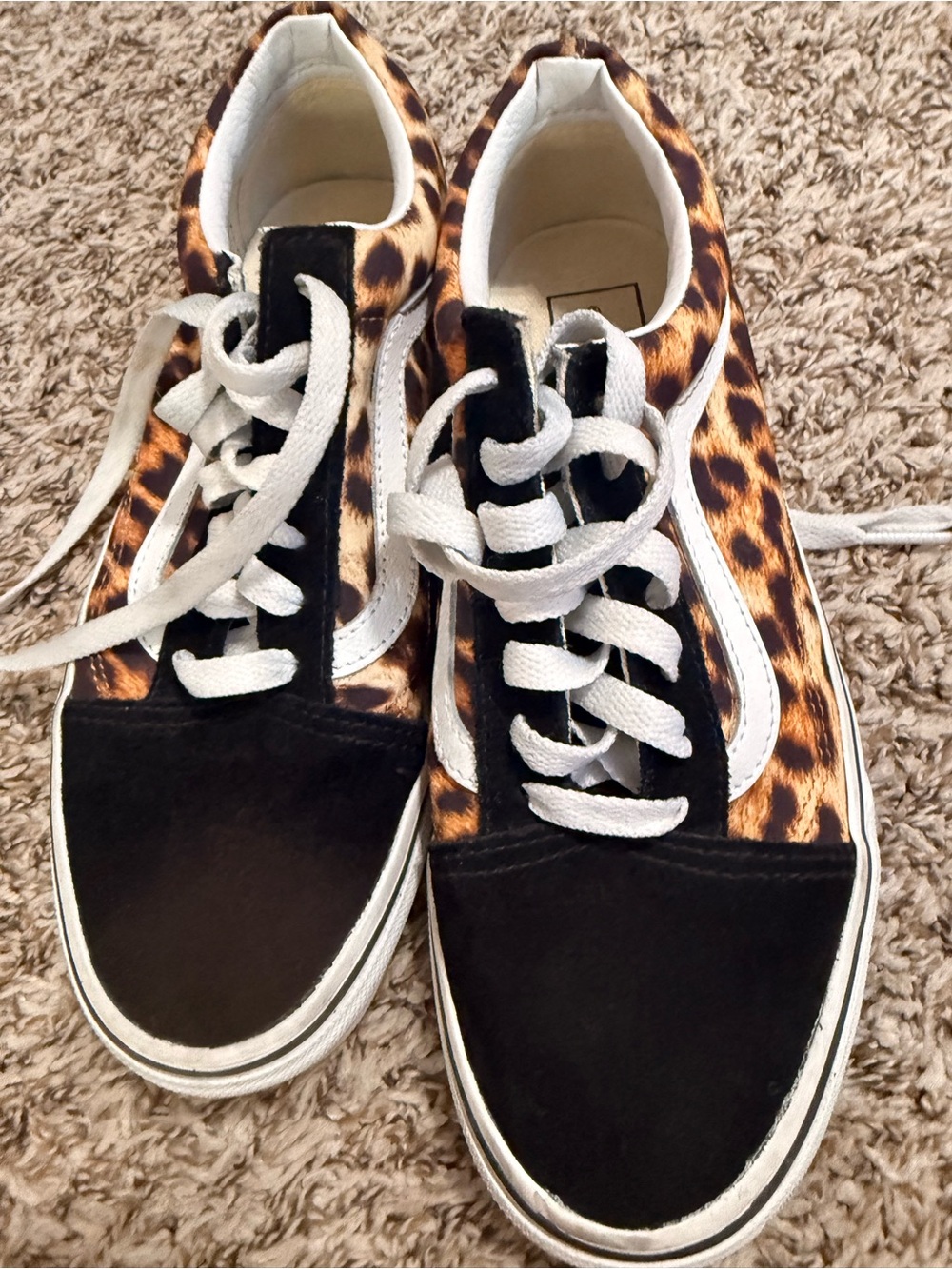 Vans Women's Leopard Print Lace-Up Sneakers - Black & Brown
